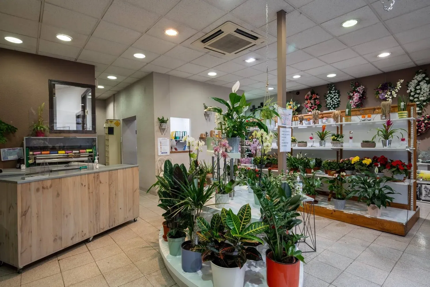Boutique de fleurs et plantes vertes pour rendre hommage au défunt.